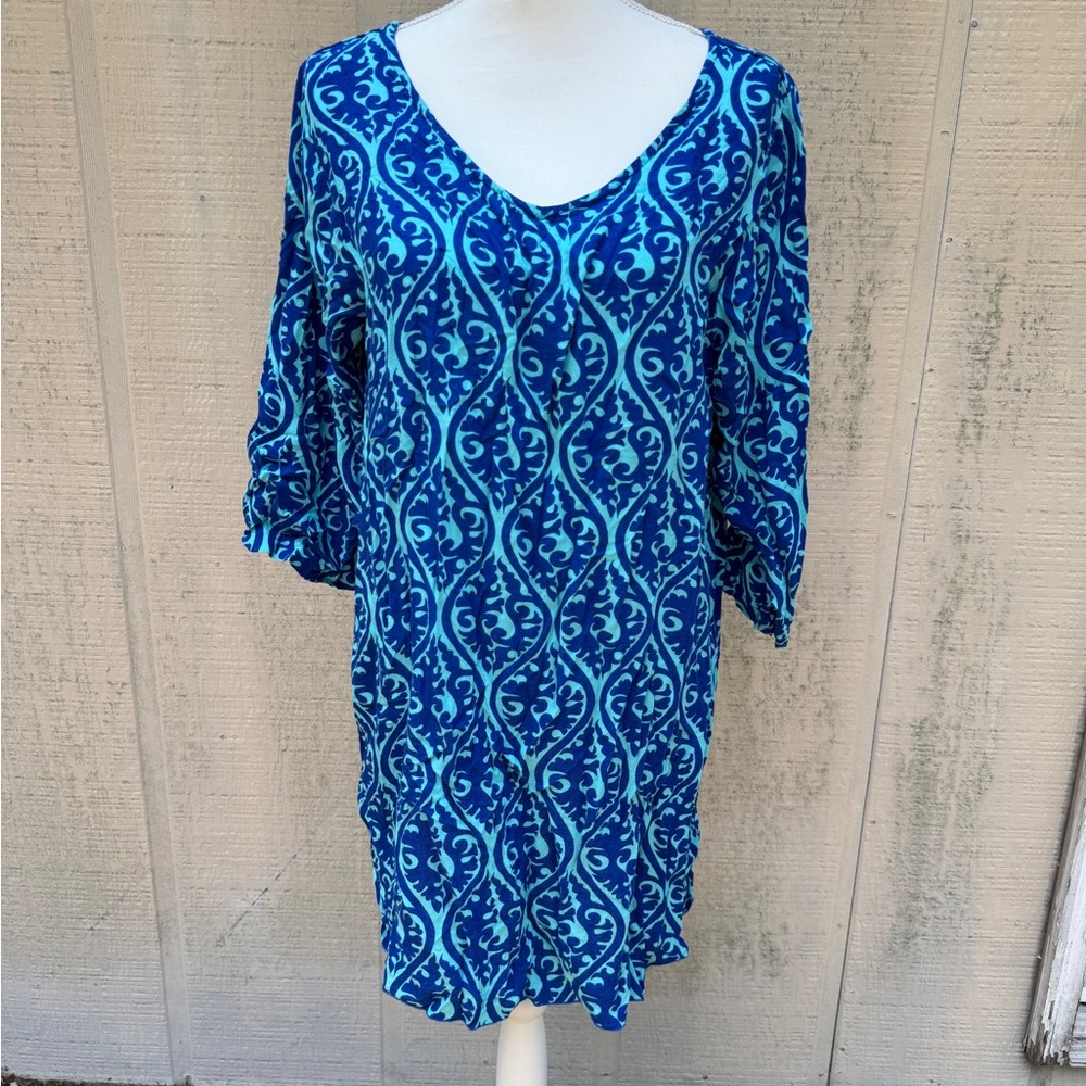 Escapada Aqua and Navy Swim Coverup